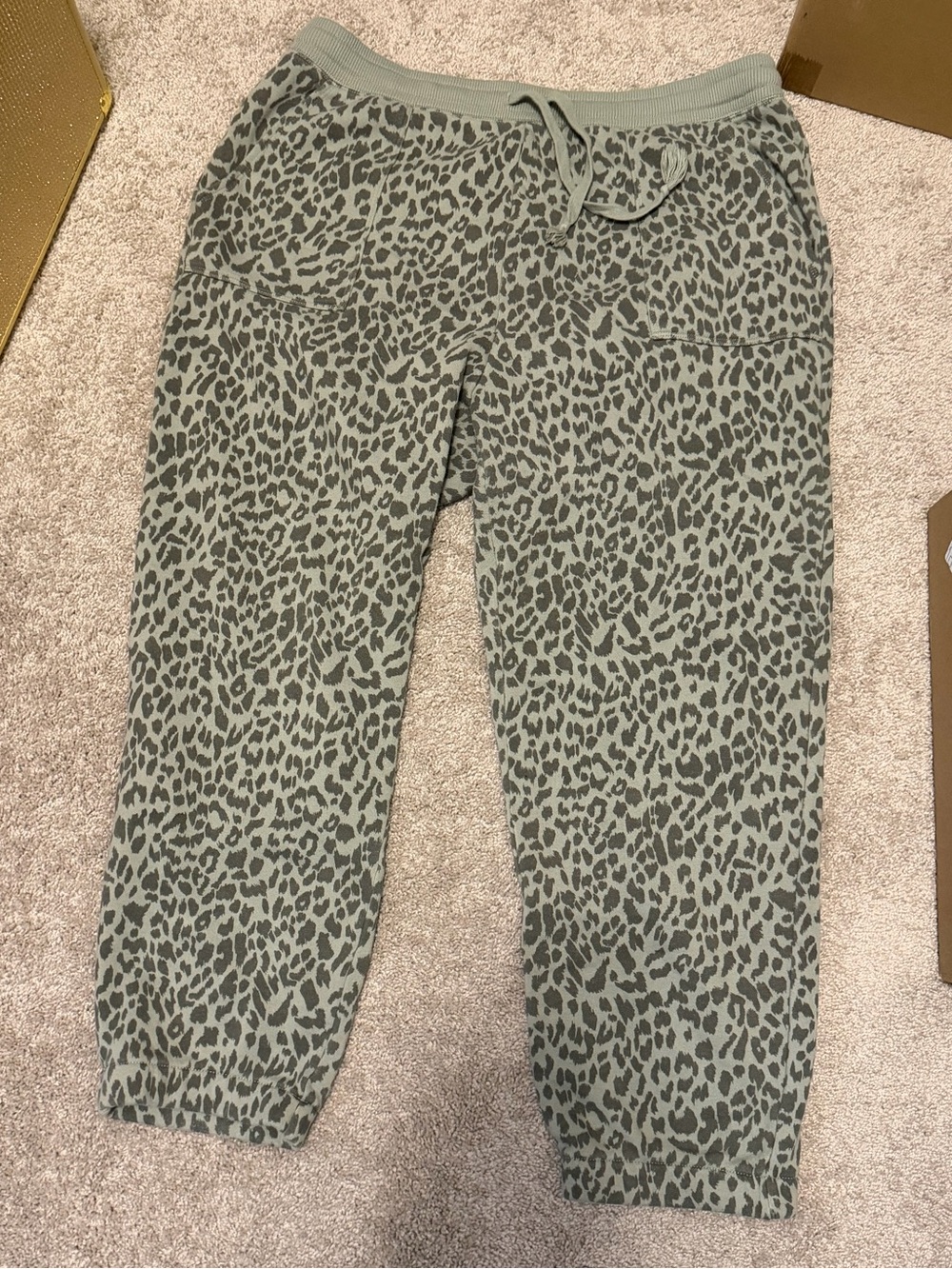 American Eagle Outfitters Olive Green Leopard Sweatpants